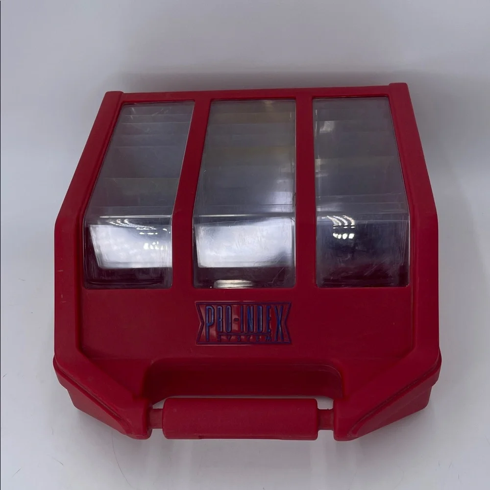 Pro-Index System Red Storage Box with Clear Lids For Card Collectors